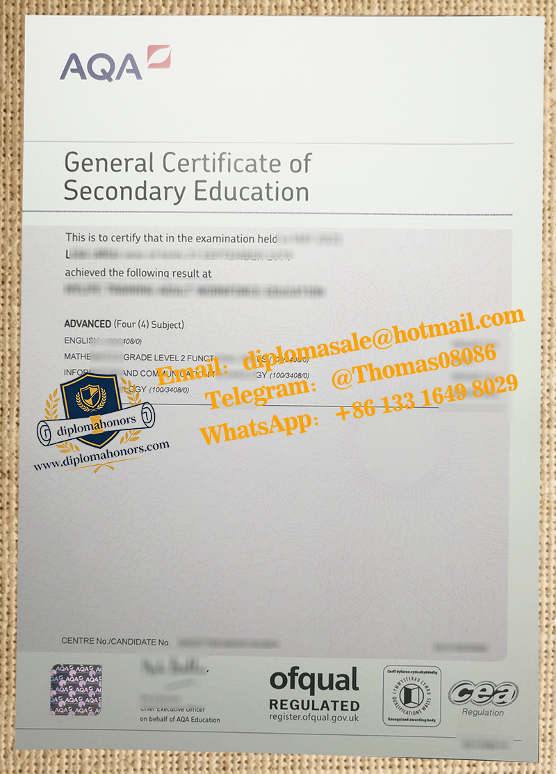 AQA GCSE certificate