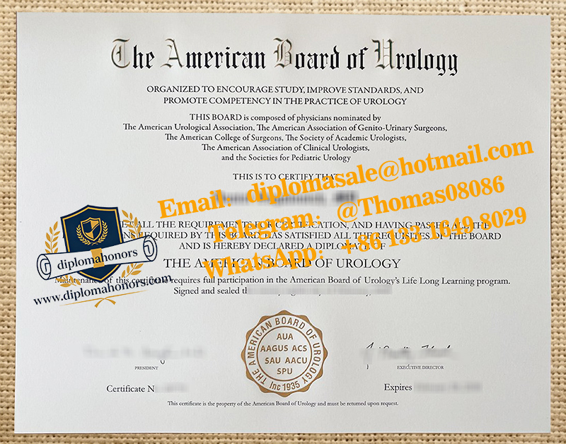 American Board of Urology certificate