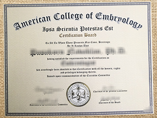 American College of Embryology certificate