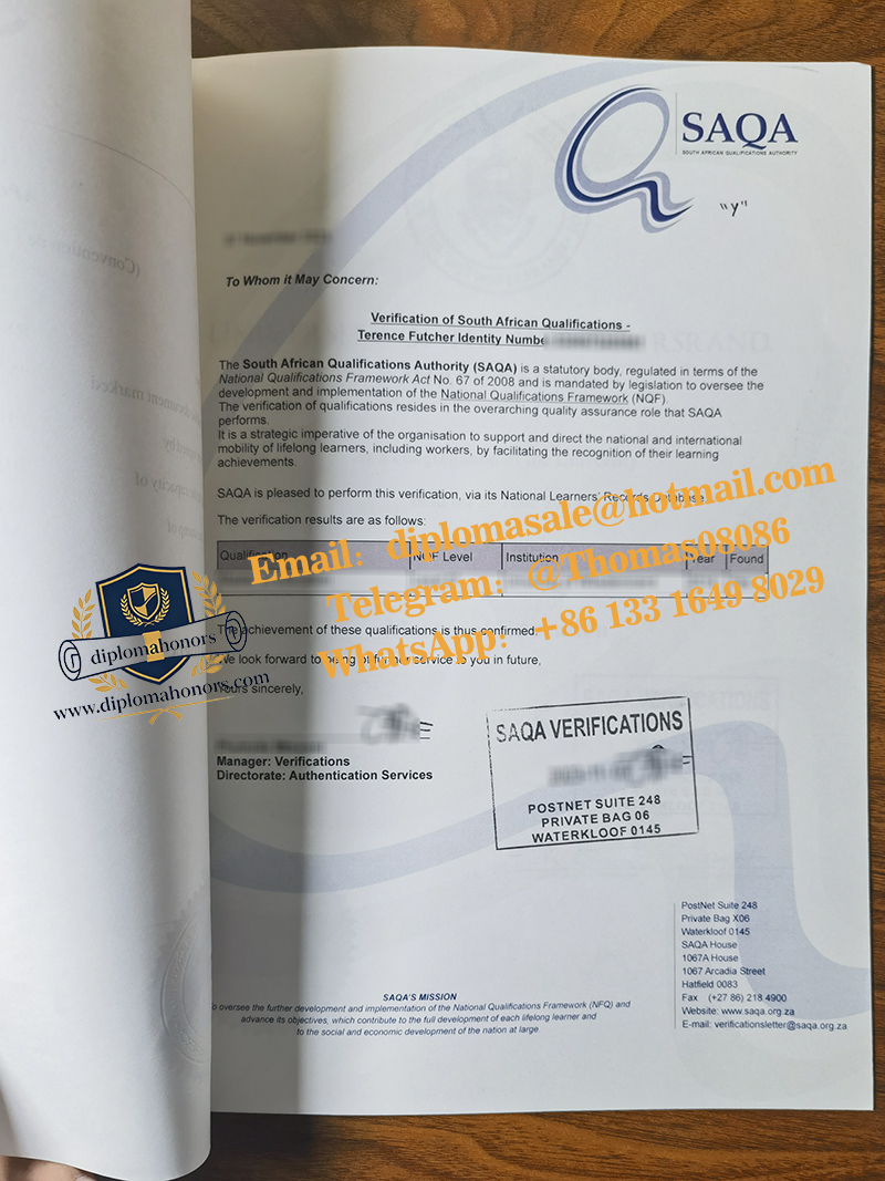 SAQA certificate