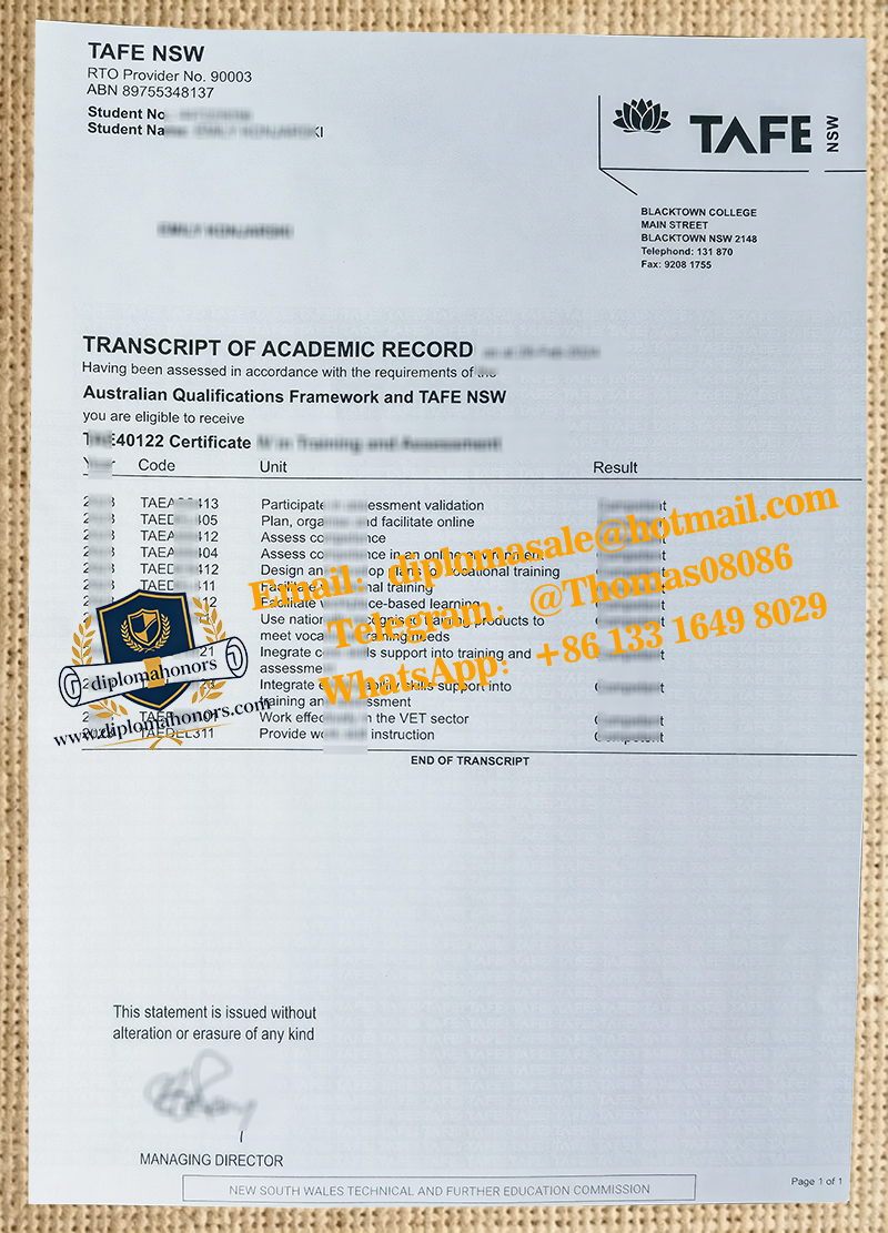 TAFE NSW transcript