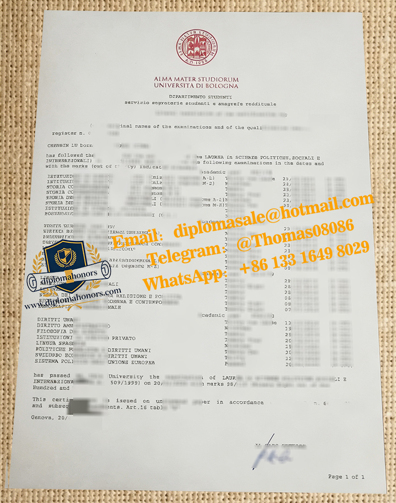 Università di Bologna transcript