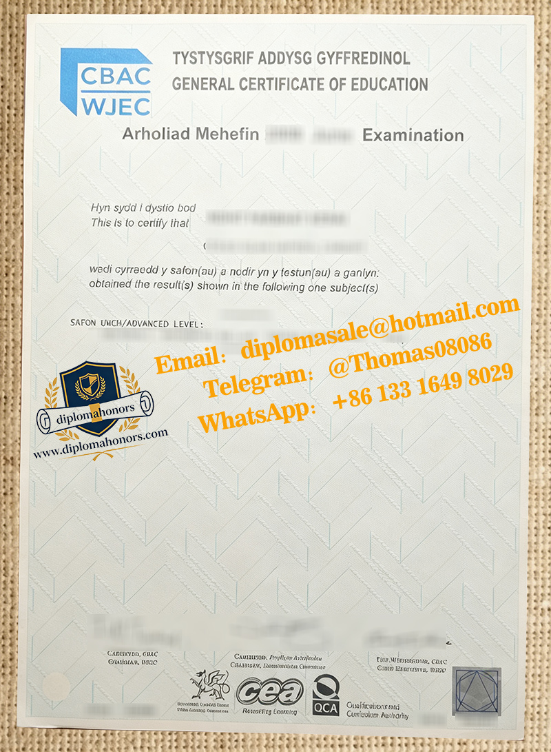WJEC GCE certificate