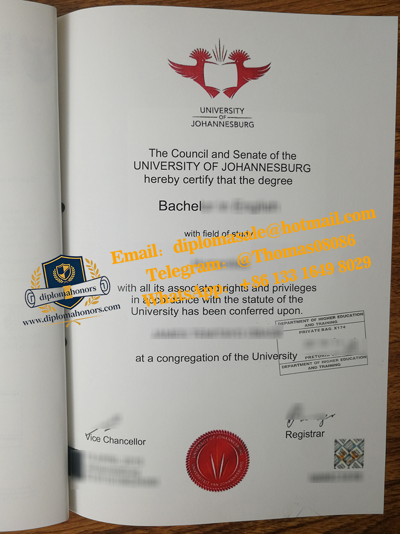 Verified University of Johannesburg degree
