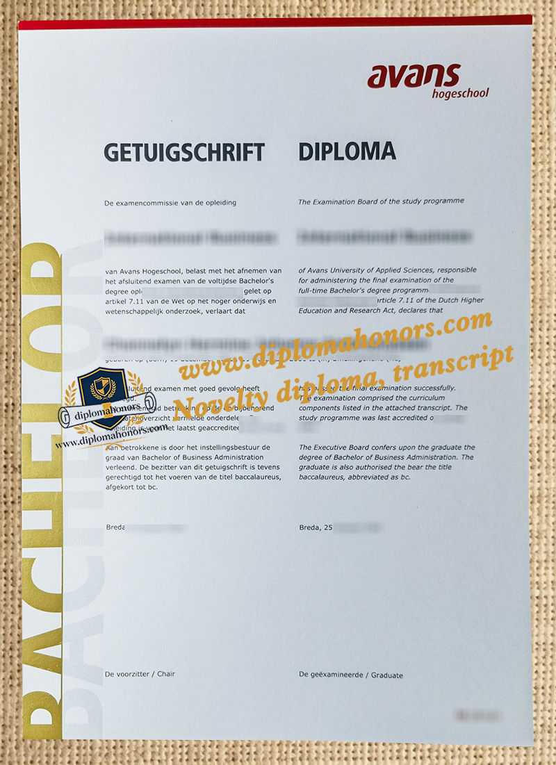 Avans Hogeschool diploma