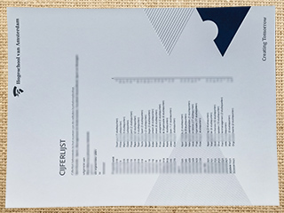 Amsterdam University of Applied Sciences transcript