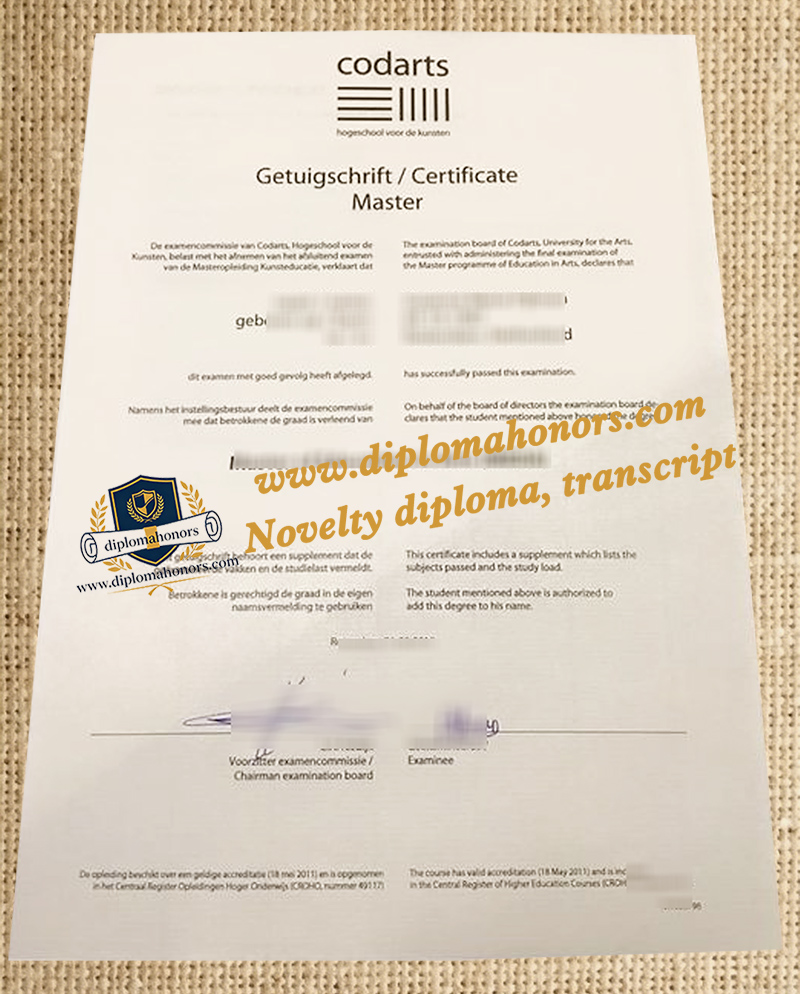 Hogeschool voor de Kunsten Utrecht diploma