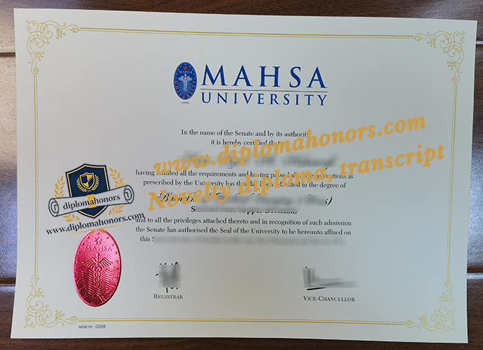 MAHSA University diploma