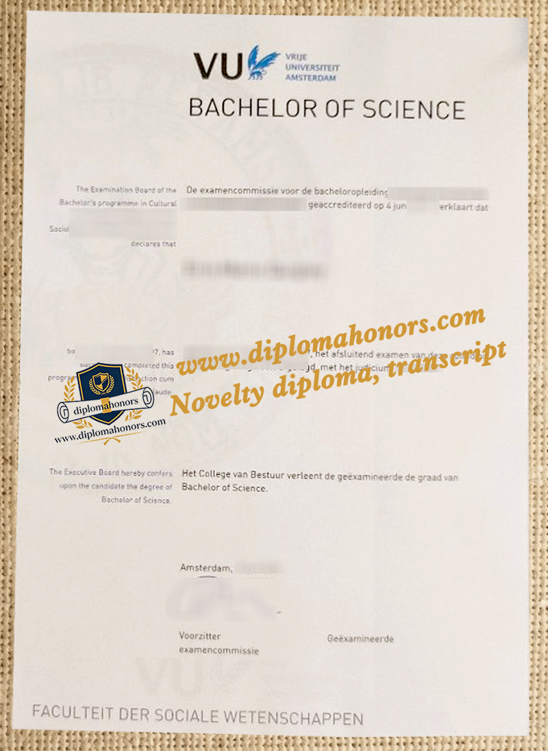 Vrije Universiteit Amsterdam diploma