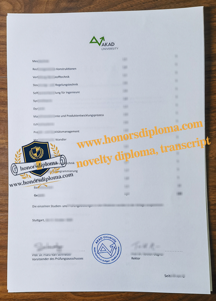 AKAD University transcript