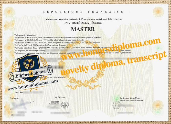 Université de La Réunion diploma