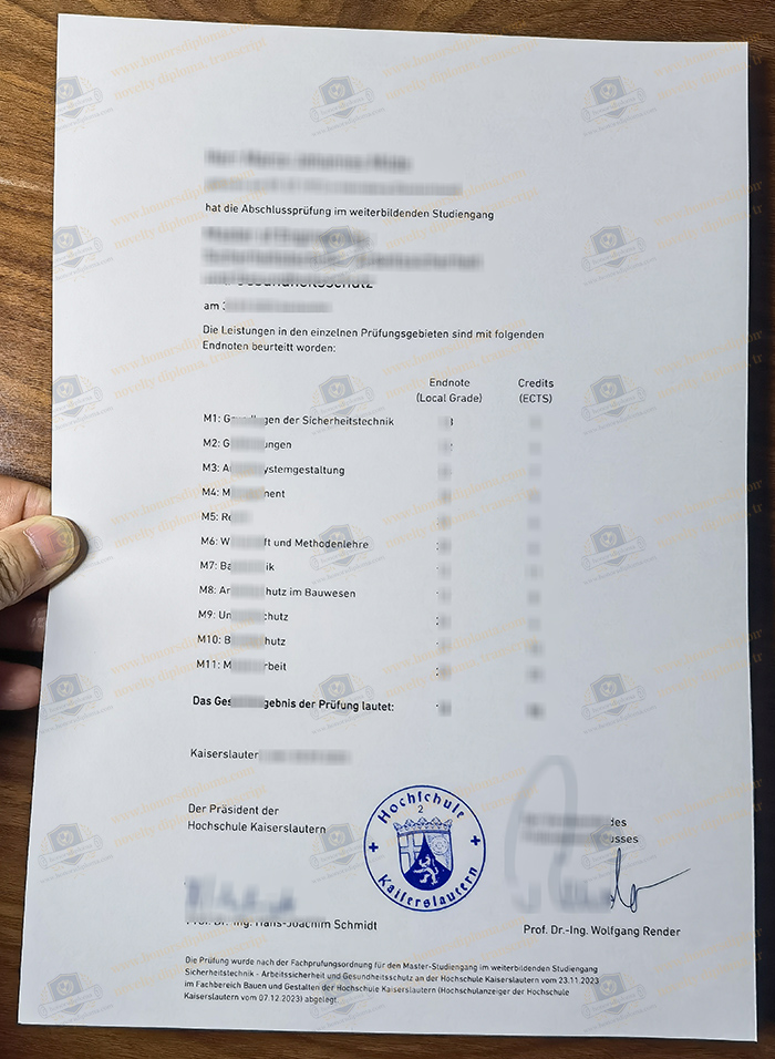 Hochschule Kaiserslautern transcript