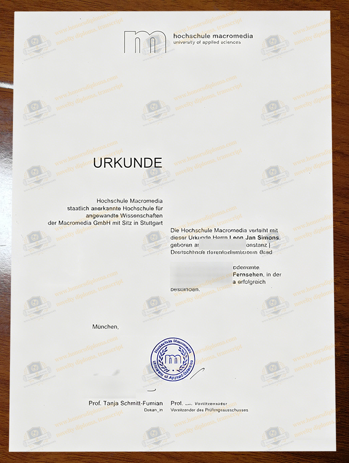 Hochschule Macromedia diploma